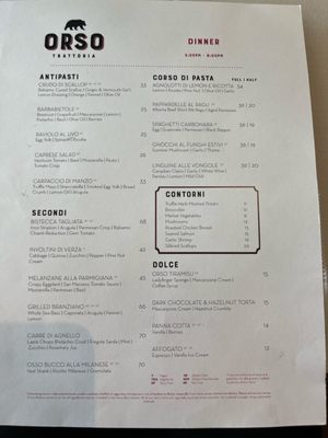 Menu photo 1 Orso Trattoria Jasper, AB Menu photo 1 Orso Trattoria Jasper, AB