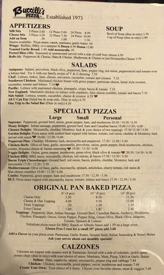 Menu photo 1 Buccilli's Pizza - Clare Clare, MI Menu photo 1 Buccilli's Pizza - Clare Clare, MI