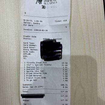 Show De Carnes Express - Receipt - Brazilian Near Me - Vacaville, California