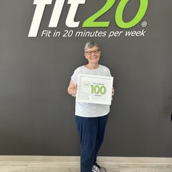 Susan on her 100th session. Strongest 76 year old we know. Come try the Susan leg press challenge