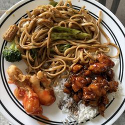 Sweet and sour chicken. Festival lo mein and Kung Pao chicken.