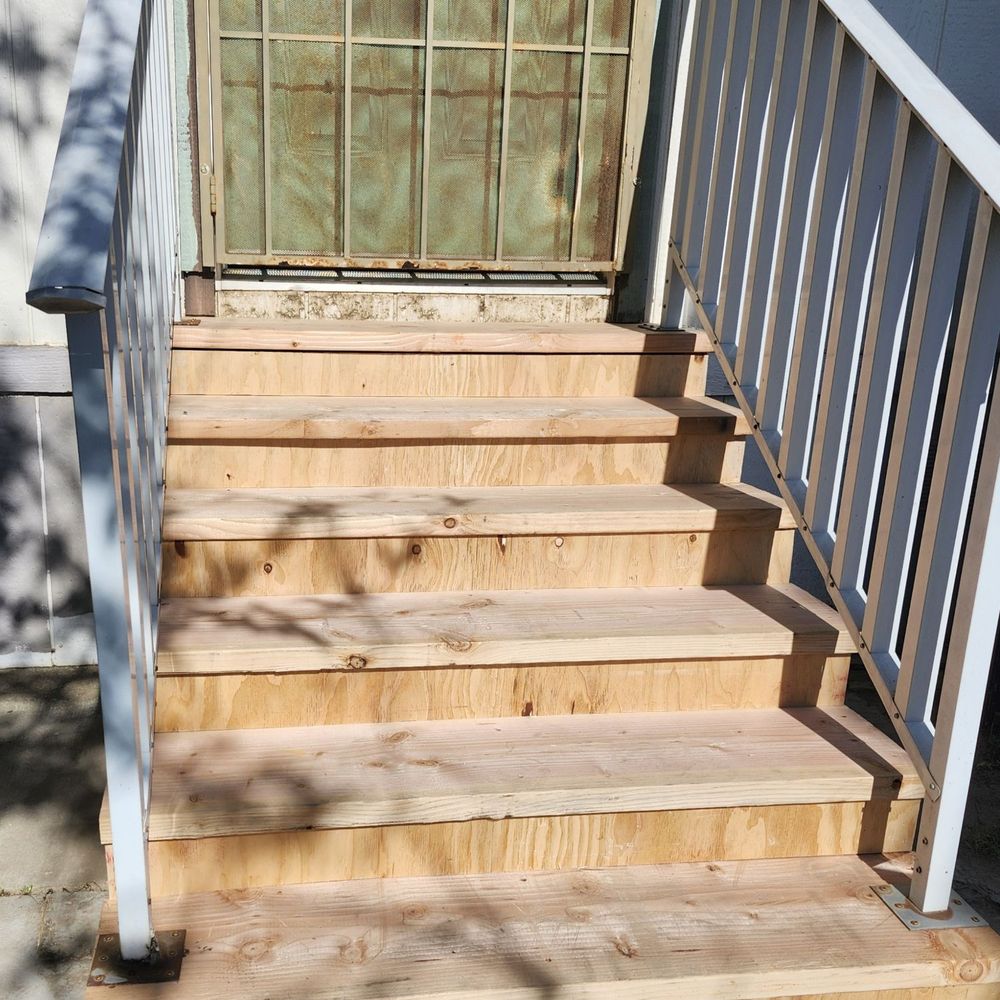 Premiere Home Improvement - Our old railings but the wonderful new stairs. - General Contractors Near Me - San Bernardino, California Premiere Home Improvement - Our old railings but the wonderful new stairs. - General Contractors Near Me - San Bernardino, California