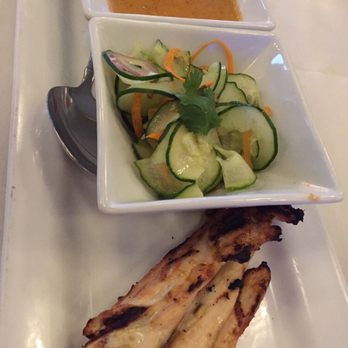Chef Chai - STARTER:  Chicken Saté with Thai Peanut Sauce, Asian Flatbread and pickled cucumbers - Asian Fusion Near Me - Honolulu, Hawaii