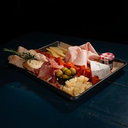 Tripping Animals Brewing - Charcuterie Board: Prosciutto ham, pistachio mortadella, Cantimpalo chorizo, aged Parmesan cheese, Dutch Mill Gouda cheese, Brie cheese, Gal