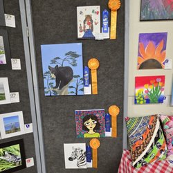 Stanislaus County Fair - A sampling of the kid's Best of Show artwork. Kids are so amazing. Inside the exhibition hall.