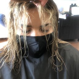 Before: damaged and broken hair