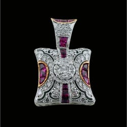 Ruby and Diamond Deco Pendant