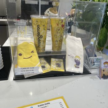 Happy Lemon - Little company souvenirs you can buy with prices below I got a keychain - Bubble Tea Near Me - Austin, Texas