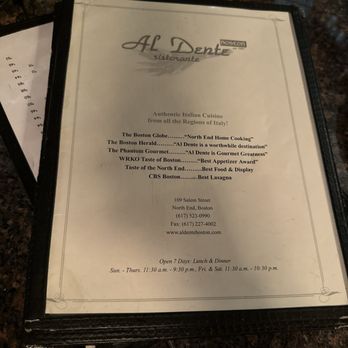 Al Dente Restaurant - Menu - Italian Near Me - Boston, Massachusetts Al Dente Restaurant - Menu - Italian Near Me - Boston, Massachusetts