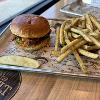 The Melt - Spicy crispy chicken sandwich and fries - Burgers Near Me - Sacramento, California The Melt - Spicy crispy chicken sandwich and fries - Burgers Near Me - Sacramento, California