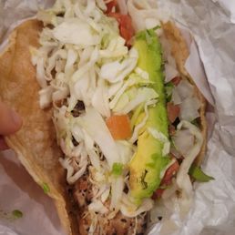 Grilled fish taco, sauce on side