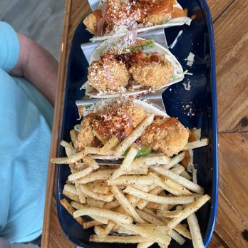 Flamingo Landing - Baja Shrimp tacos. Great presentation. - Seafood Near Me - Gulfport, Mississippi