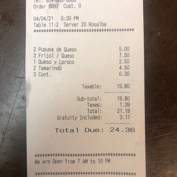 El Cuscatleco Restaurant - Charged for to-go containers, tips included - shady business practices. - Cuban Near Me - Hollywood, Florida El Cuscatleco Restaurant - Charged for to-go containers, tips included - shady business practices. - Cuban Near Me - Hollywood, Florida
