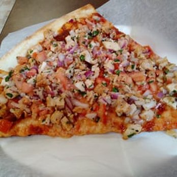 Peppinos Pizza - Chicken,garlic,tomatoes and cheese slice - Pizza Near Me - Bronx, New York Peppinos Pizza - Chicken,garlic,tomatoes and cheese slice - Pizza Near Me - Bronx, New York