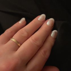 Aqua Nails - French acrylics with chrome finish