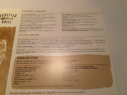 Menu photo 3 Bonefish Grill Richland, WA Menu photo 3 Bonefish Grill Richland, WA