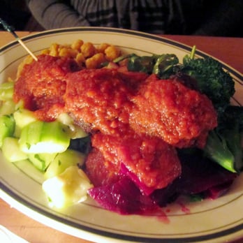 Everything But The Kitchen Sink Salad With Veggie Meatballs And