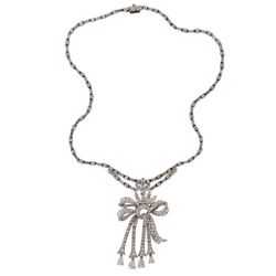 Lori Mesa Antiques & Fine Jewelry - 1950's diamond and platinum lady's Riviere necklace with detachable pendant.