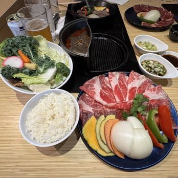 Halves Boiling Pot + Grill - Halves (American Wagyu + Angus Short Rib) - Japanese Near Me - Foothill Ranch, California Halves Boiling Pot + Grill - Halves (American Wagyu + Angus Short Rib) - Japanese Near Me - Foothill Ranch, California