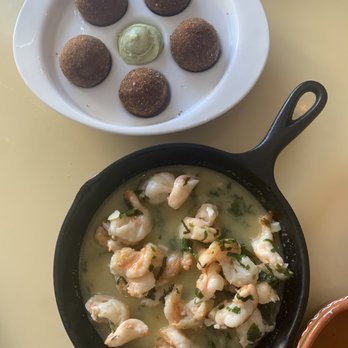 Petiscos - meat croquettes and garlic butter shrimp - Portuguese Near Me - San Jose, California