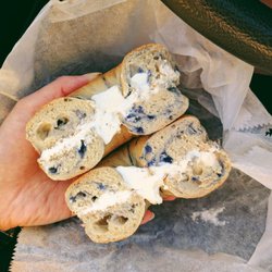 Hightstown Hot Bagels - Blueberry bagel with plain cream cheese
