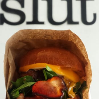 Eggslut - Bacon, egg, and cheese with added arugula ($7+$1) - Breakfast & Brunch Near Me - Los Angeles, California