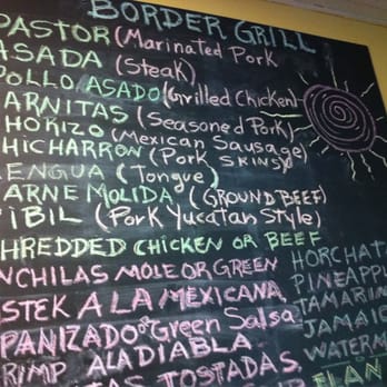 Border Grill Fresh-Mex - Wall menu - see watermelon juice! - Tacos Near Me - Orlando, Florida