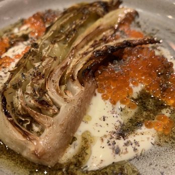 Kagges - The staple on the menu, smoked cabbage in cream w lavender, roe and browned butter. INCREDIBLE - Swedish Near Me - Stockholm, Alberta Kagges - The staple on the menu, smoked cabbage in cream w lavender, roe and browned butter. INCREDIBLE - Swedish Near Me - Stockholm, Alberta