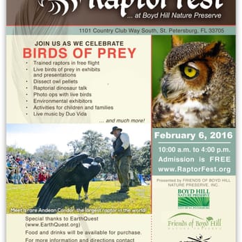 Raptor Fest - Raptor Fest 2016 Flyer - Festivals Near Me - Saint Petersburg, Florida Raptor Fest - Raptor Fest 2016 Flyer - Festivals Near Me - Saint Petersburg, Florida