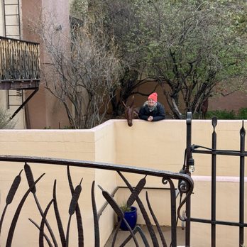 The Turquoise Room - My new friend and I in the garden - New American Near Me - Winslow, Arizona
