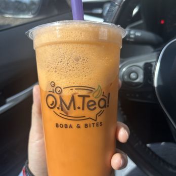 OMTea Boba & Bites - Thai tea with Boba (Full Cup, Large) - Bubble Tea Near Me - Raleigh, North Carolina