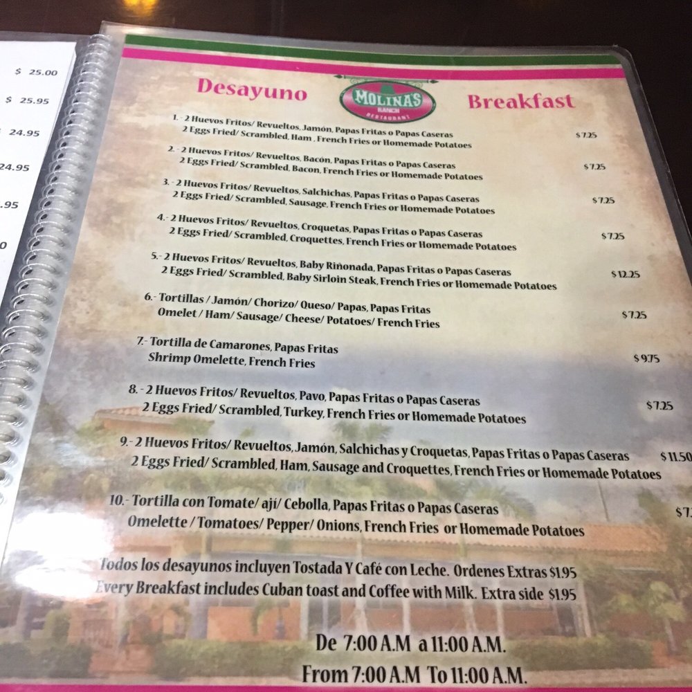 Molina's Ranch Restaurant - Breakfast - Cuban Near Me - Hialeah, Florida Molina's Ranch Restaurant - Breakfast - Cuban Near Me - Hialeah, Florida
