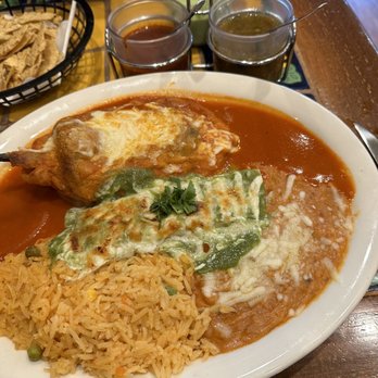 MX 30 30 - Chile relleno and cheese enchilada with verde sauce, rice and beans.  Delicious! - Mexican Near Me - Los Angeles, California