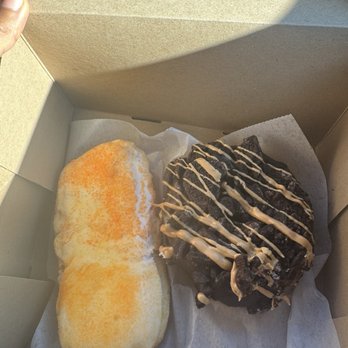 Voodoo Doughnut - Mango Tango (left) and Old Dirty Bastard (right) - Donuts Near Me - Portland, Oregon