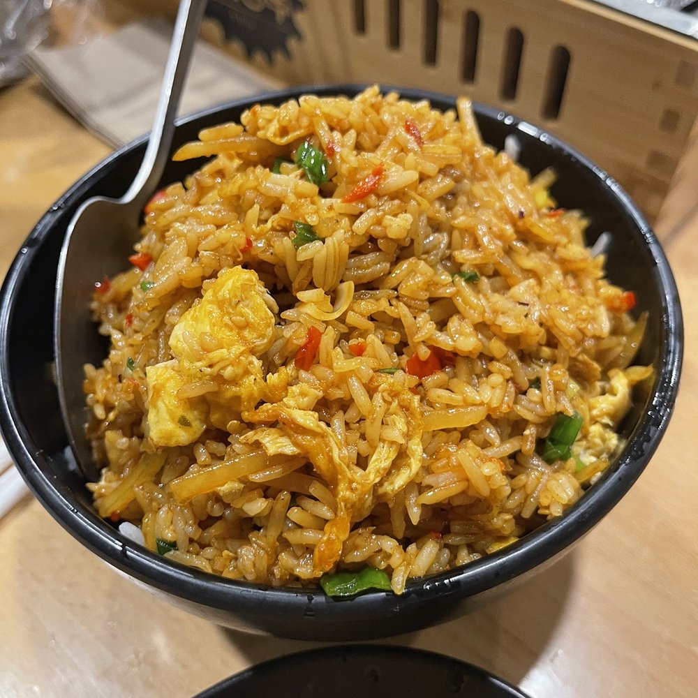 Friendship BBQ - Shredded potato fried rice extra spicy with added egg - Barbeque Near Me - Boston, Massachusetts