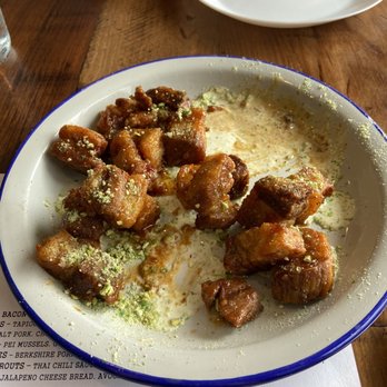 Elliot's Table - Pork belly appetizer, must try - New American Near Me - Houston, Texas
