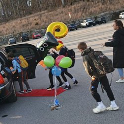 Riding With Trevor - birthday boys in school carline in a Limo