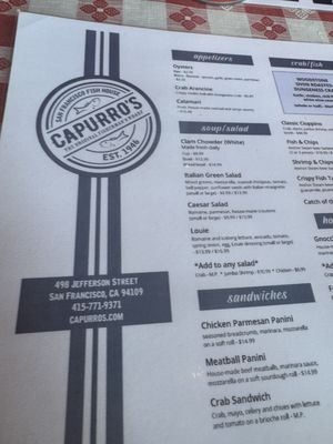 Menu photo 2 Capurro's San Francisco, CA