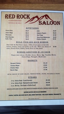 Menu photo 4 Red Rock Saloon Conconully, WA Menu photo 4 Red Rock Saloon Conconully, WA