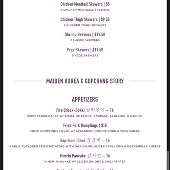 Maiden Korea - Menu - Korean Near Me - New York, New York
