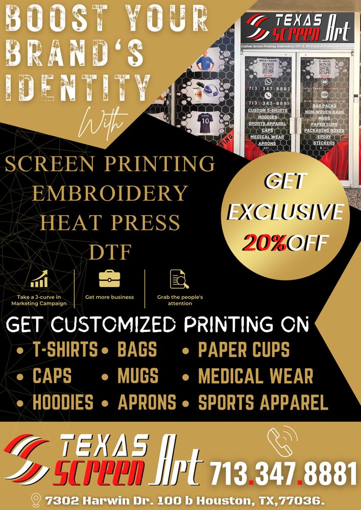 TEXAS SCREEN ART Request a Quote 7302 Harwin Dr, Houston, Texas