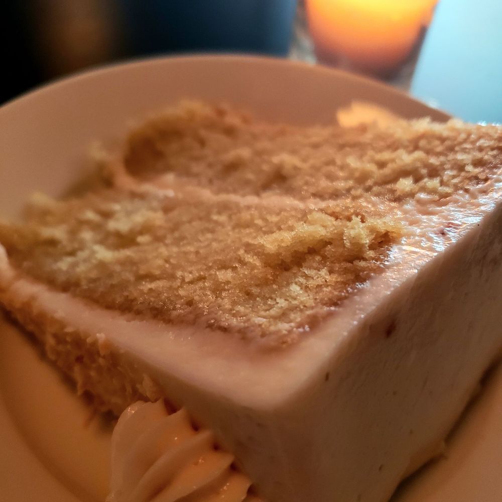 Thunderbird - Vegan toasted nut coconut cake with berry buttercream - Bars Near Me - Portland, Oregon