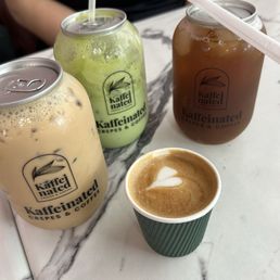 Mango tea and matcha w/ vanilla Mango tea and matcha w/ vanilla