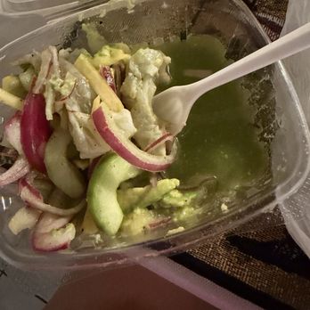 Mariscos El Anzuelo - Tostada Mango Aguachile 3/18/26 $8 à la carte - Seafood Near Me - Covina, California