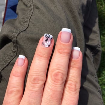 Essense Nails - No chip French manicure with design - Nail Salons Near Me - Lombard, Illinois