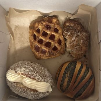 Tai Zhan - Strawberry croissant, pecan croissant (half eaten because I couldn't resist!), coconut passion fruit bun, and black sesame bun. - Bakeries Near Me - Saratoga, California Tai Zhan - Strawberry croissant, pecan croissant (half eaten because I couldn't resist!), coconut passion fruit bun, and black sesame bun. - Bakeries Near Me - Saratoga, California