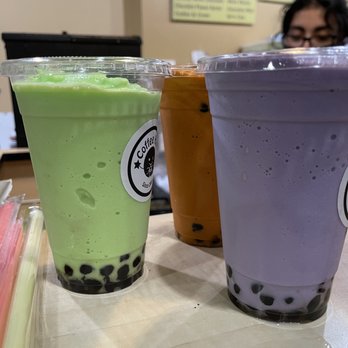 Coffee Haus - three cups of bubble tea on a table - Coffee & Tea Near Me - Schaumburg, Illinois