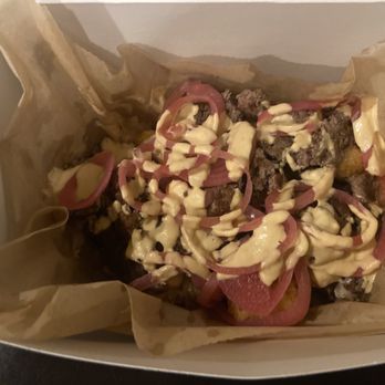 Mess Hall - Scott's tots with vegan cheese and vegan secret sauce - Burgers Near Me - Wilmington, North Carolina Mess Hall - Scott's tots with vegan cheese and vegan secret sauce - Burgers Near Me - Wilmington, North Carolina