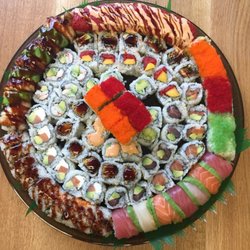 Rahway Sushi - Sushi party platter ($120) - ten assorted 6 pc rolls (60 PCs) and five assorted 10 pc specialty rolls (50 PCs)