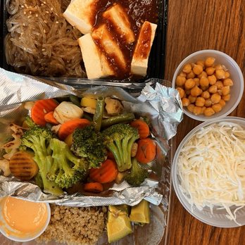 Greens Garden - Round Rock - Top L: sweet potato noodles, spicy teriyaki tofu w sauce, chickpeas, cabbage, avocado, quinoa, spicy mayo, roasted veggies - Asian Fusion Near Me - Round Rock, Texas Greens Garden - Round Rock - Top L: sweet potato noodles, spicy teriyaki tofu w sauce, chickpeas, cabbage, avocado, quinoa, spicy mayo, roasted veggies - Asian Fusion Near Me - Round Rock, Texas